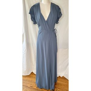 The Reformation Georgette Wrap Maxi Dress Size Small Slate Blue